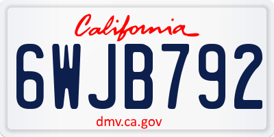 CA license plate 6WJB792