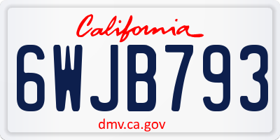 CA license plate 6WJB793
