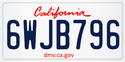 CA license plate 6WJB796