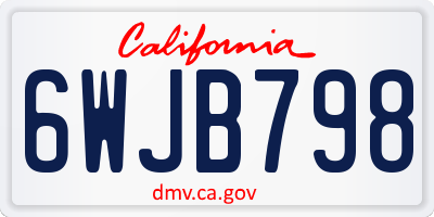 CA license plate 6WJB798