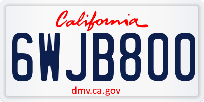 CA license plate 6WJB800