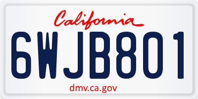 CA license plate 6WJB801