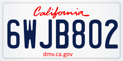 CA license plate 6WJB802