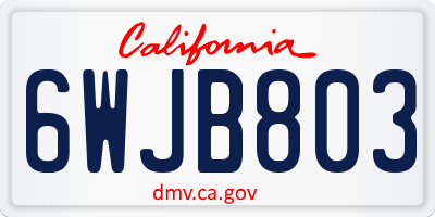 CA license plate 6WJB803