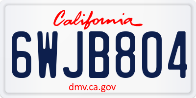CA license plate 6WJB804