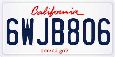 CA license plate 6WJB806