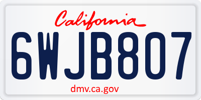 CA license plate 6WJB807