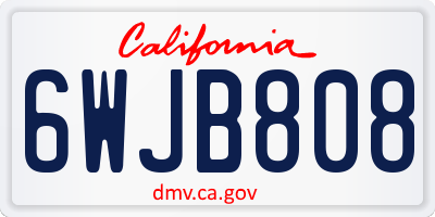 CA license plate 6WJB808