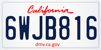 CA license plate 6WJB816