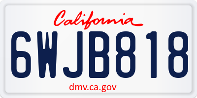 CA license plate 6WJB818
