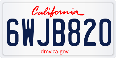 CA license plate 6WJB820