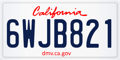 CA license plate 6WJB821