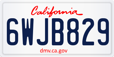 CA license plate 6WJB829