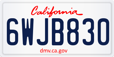 CA license plate 6WJB830