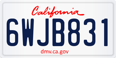 CA license plate 6WJB831