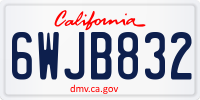 CA license plate 6WJB832