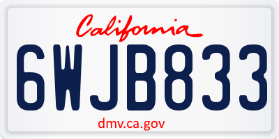 CA license plate 6WJB833