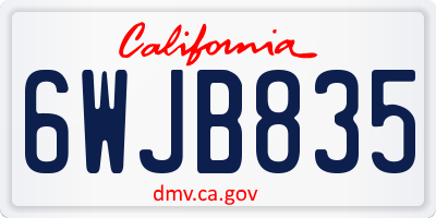 CA license plate 6WJB835