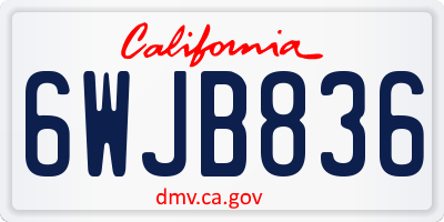 CA license plate 6WJB836