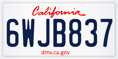 CA license plate 6WJB837