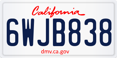 CA license plate 6WJB838