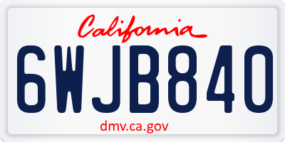 CA license plate 6WJB840