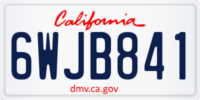 CA license plate 6WJB841