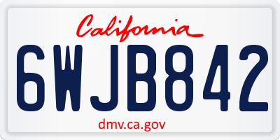 CA license plate 6WJB842
