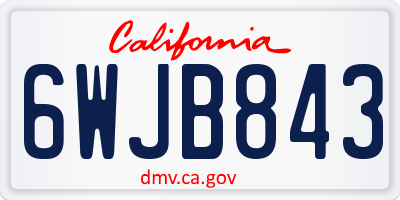 CA license plate 6WJB843