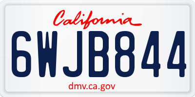 CA license plate 6WJB844