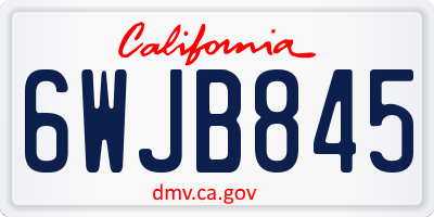 CA license plate 6WJB845