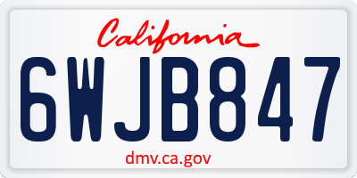 CA license plate 6WJB847