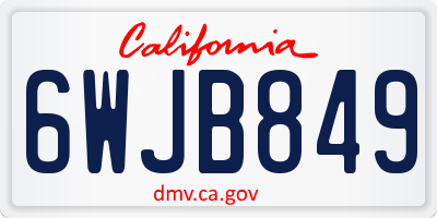 CA license plate 6WJB849