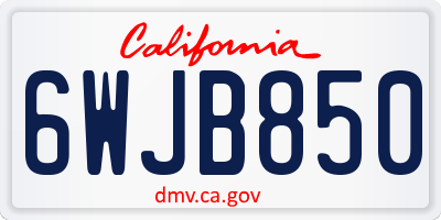 CA license plate 6WJB850