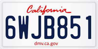 CA license plate 6WJB851