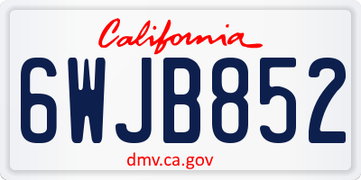CA license plate 6WJB852