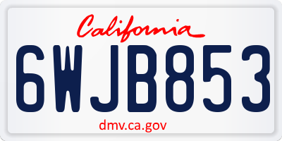 CA license plate 6WJB853