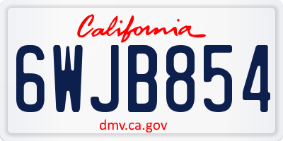 CA license plate 6WJB854