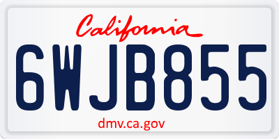 CA license plate 6WJB855