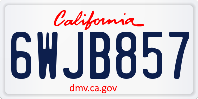CA license plate 6WJB857
