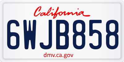 CA license plate 6WJB858