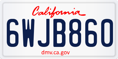 CA license plate 6WJB860
