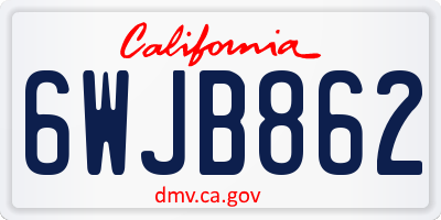 CA license plate 6WJB862