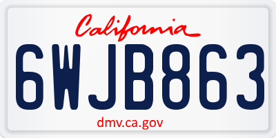 CA license plate 6WJB863