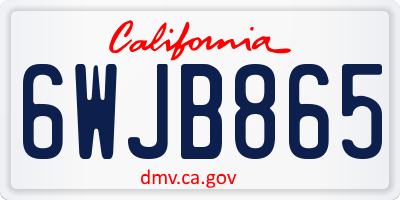 CA license plate 6WJB865