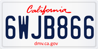 CA license plate 6WJB866