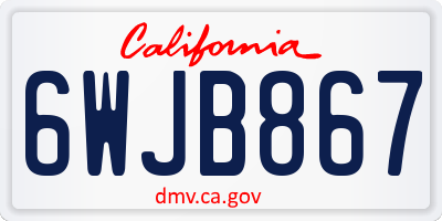 CA license plate 6WJB867