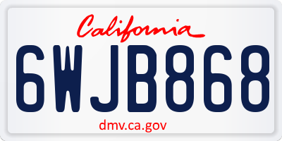 CA license plate 6WJB868