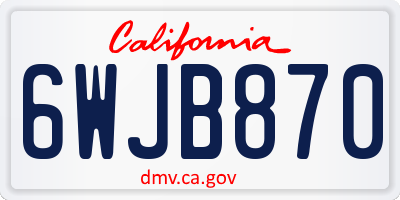 CA license plate 6WJB870