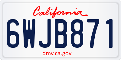 CA license plate 6WJB871
